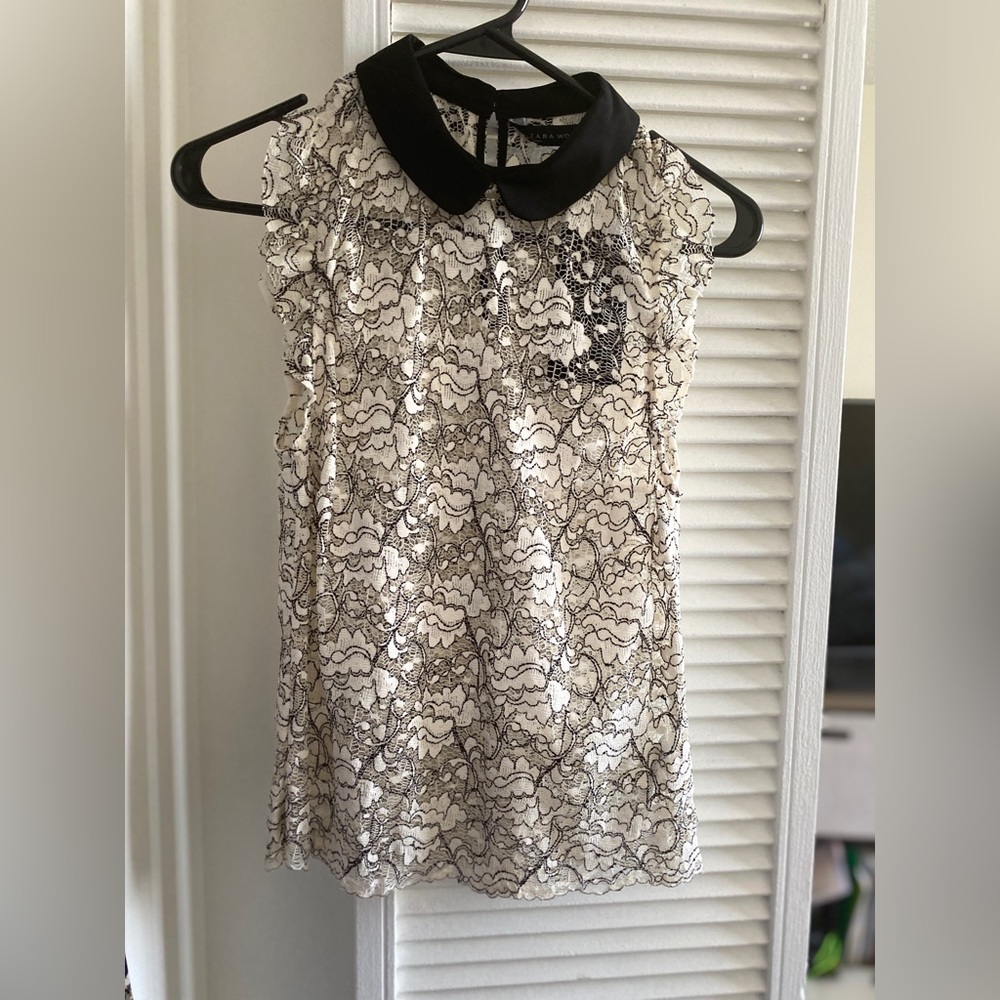 Lacy black collar top
